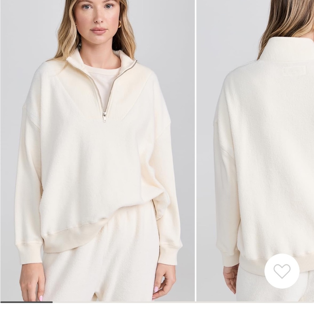 NWT THE GREAT. Women's Cream Zip-Up Sweater